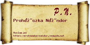 Prohászka Nándor névjegykártya